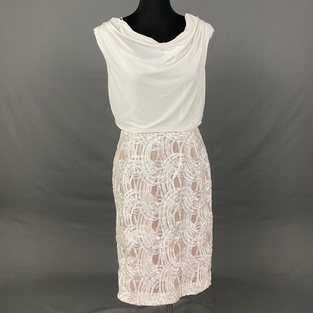 Adrianna Papell Cowl Neck Ivory Dress